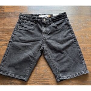 Taylor Vintage Black Denim Shorts 30 Stretch Flat Front Jorts Streetwear Jean